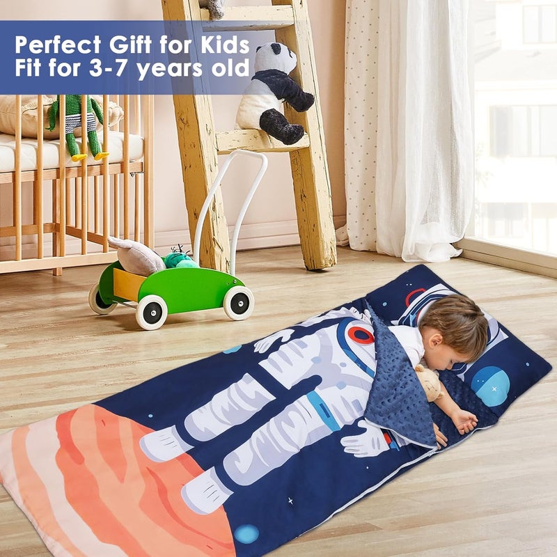 Decalsweet Kids Sleeping Bag Toddler Nap Mat with Removable Pillow, Large Foldable Sleeping Bag for Girls Boys, Easy Clean Slumber Bag with Double Zip for Camping School Preschool Daycare, 59×24 inch - Image 5